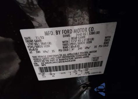2014 Ford Edge Limited from USA, damaged, VIN 2FMDK3KC2EBA05206